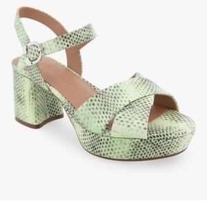 Aerosoles Women’s Cosmo Heeled Sandals Green Snake Print New Size 7